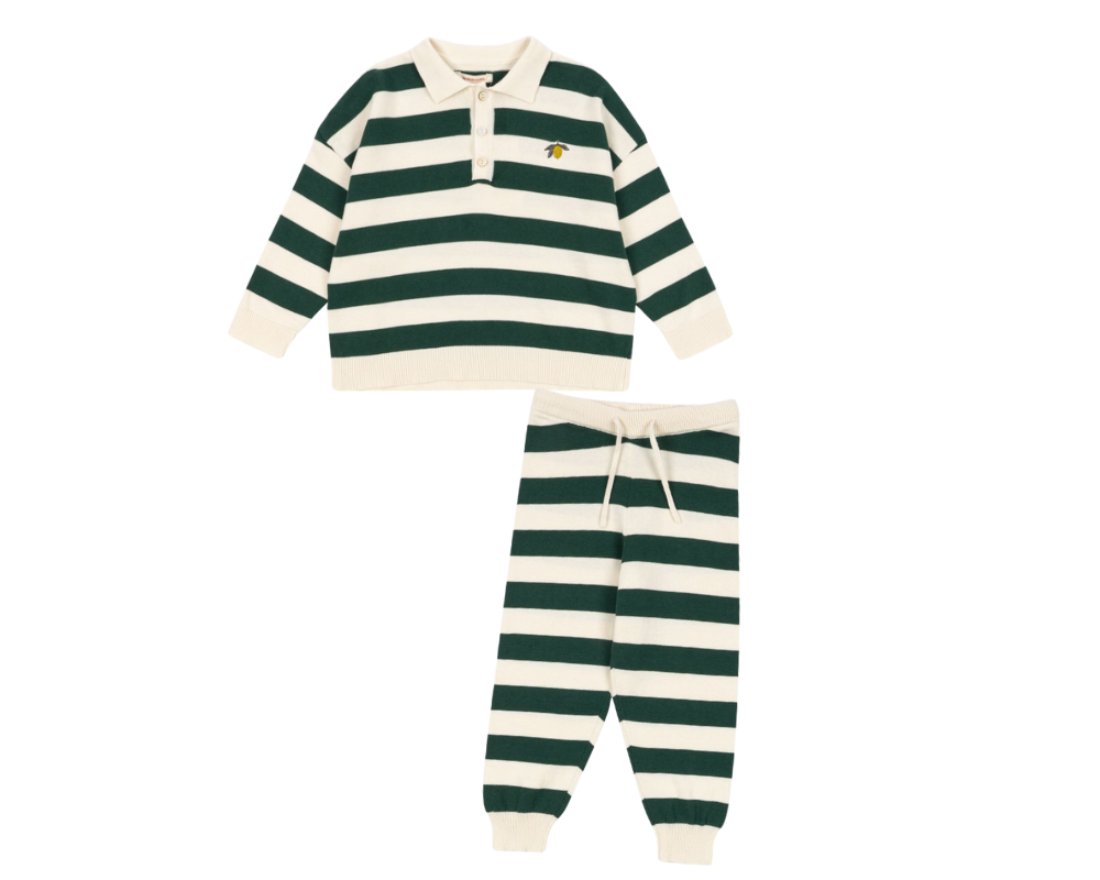 Manis Knit Polo - Pine Grove Stripe