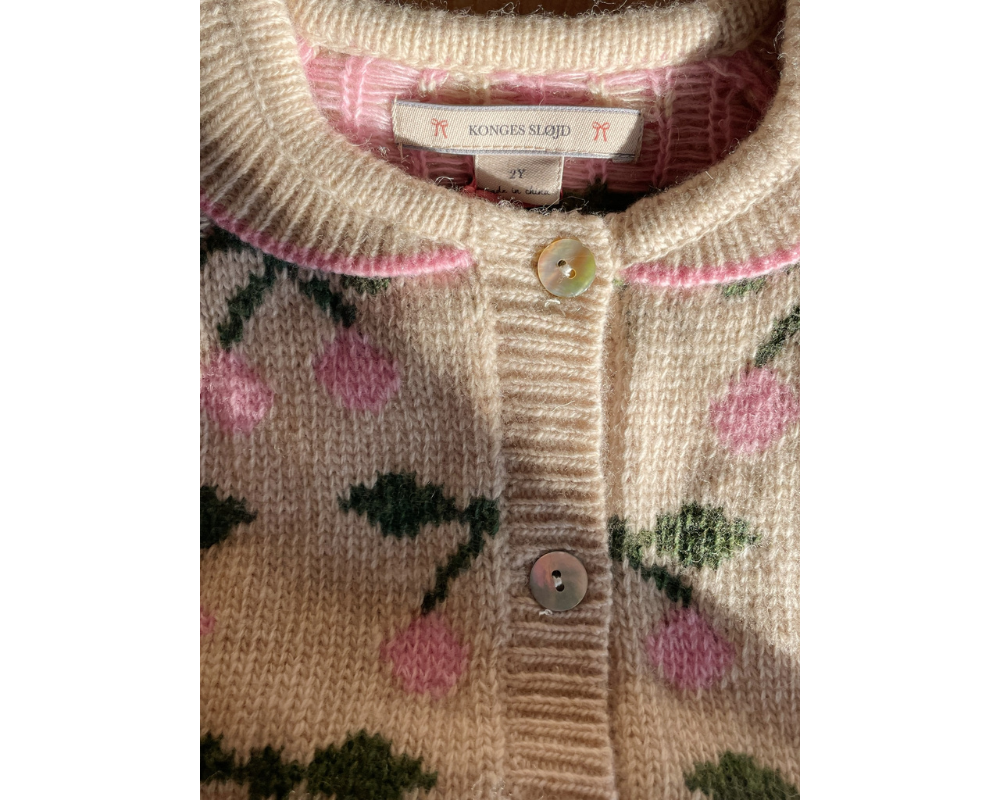 Belou Knit Wool Collar Cardigan - Cherry
