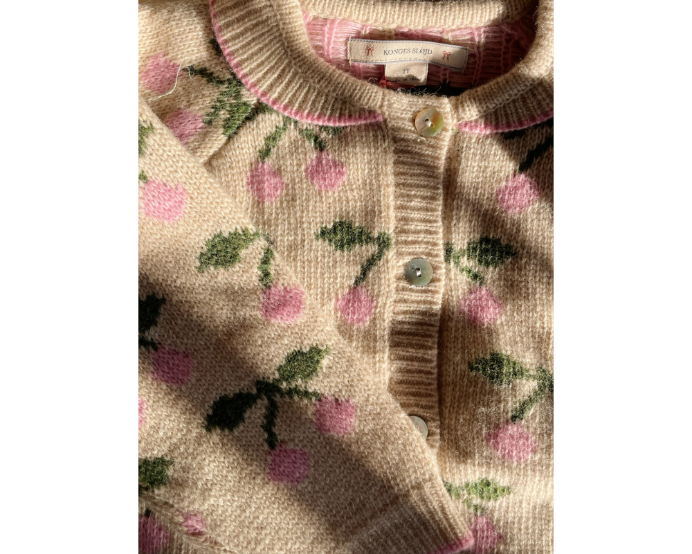 Belou Knit Wool Collar Cardigan - Cherry