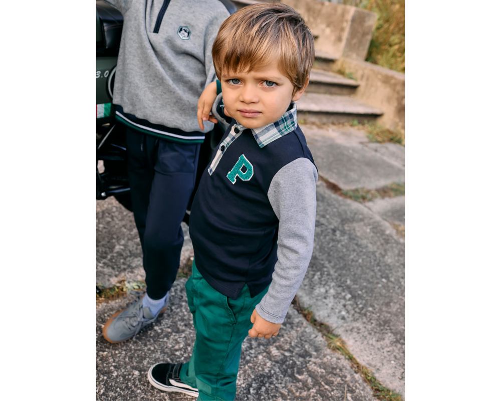 Marine Polo and Emerald Pant Set