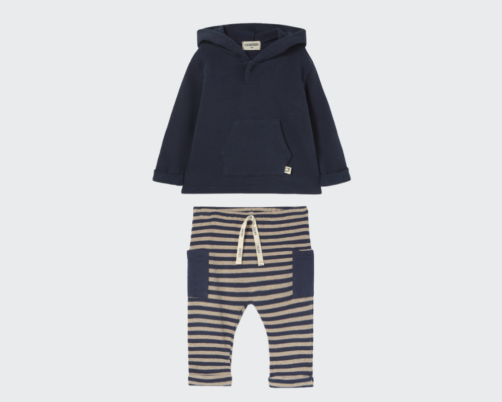 Soft Brushed Hooded Sweater and Striped Pants