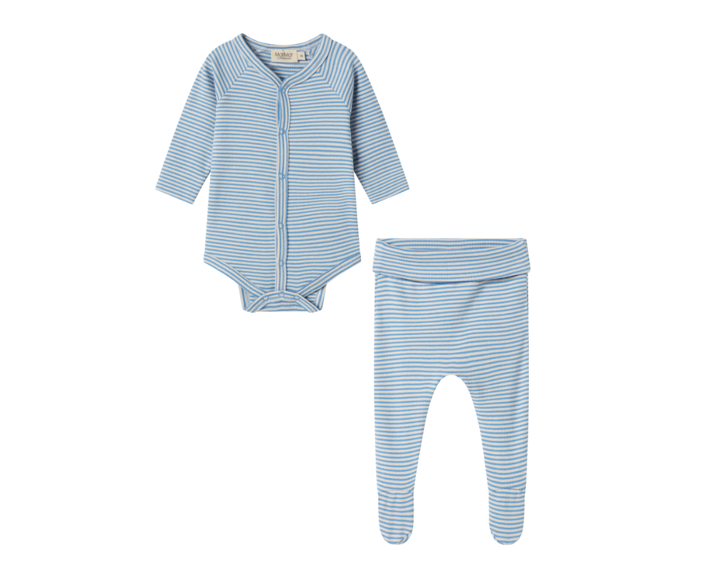 Bruno Blue Stripe Ribbed Baby Set
