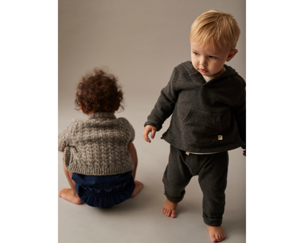 Soft Brush Knit Hooded and Pants Set - Gray