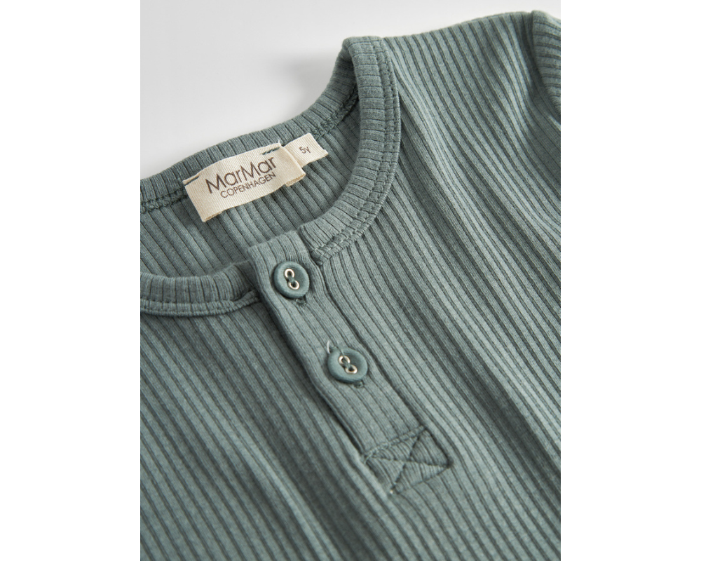 Long Sleeve Ribbed Henley Set - Dusty Green