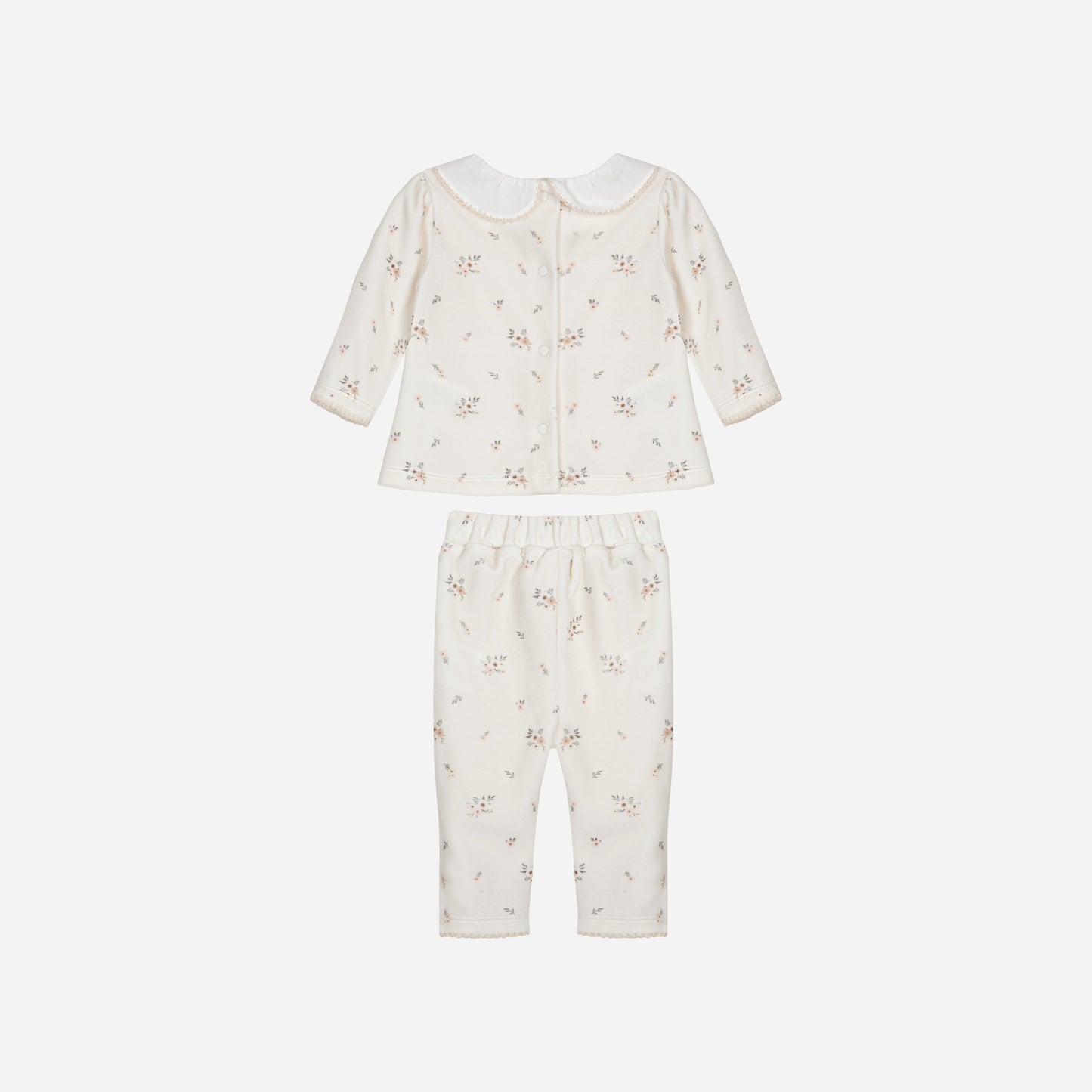 Beige Floral Velour Baby Set