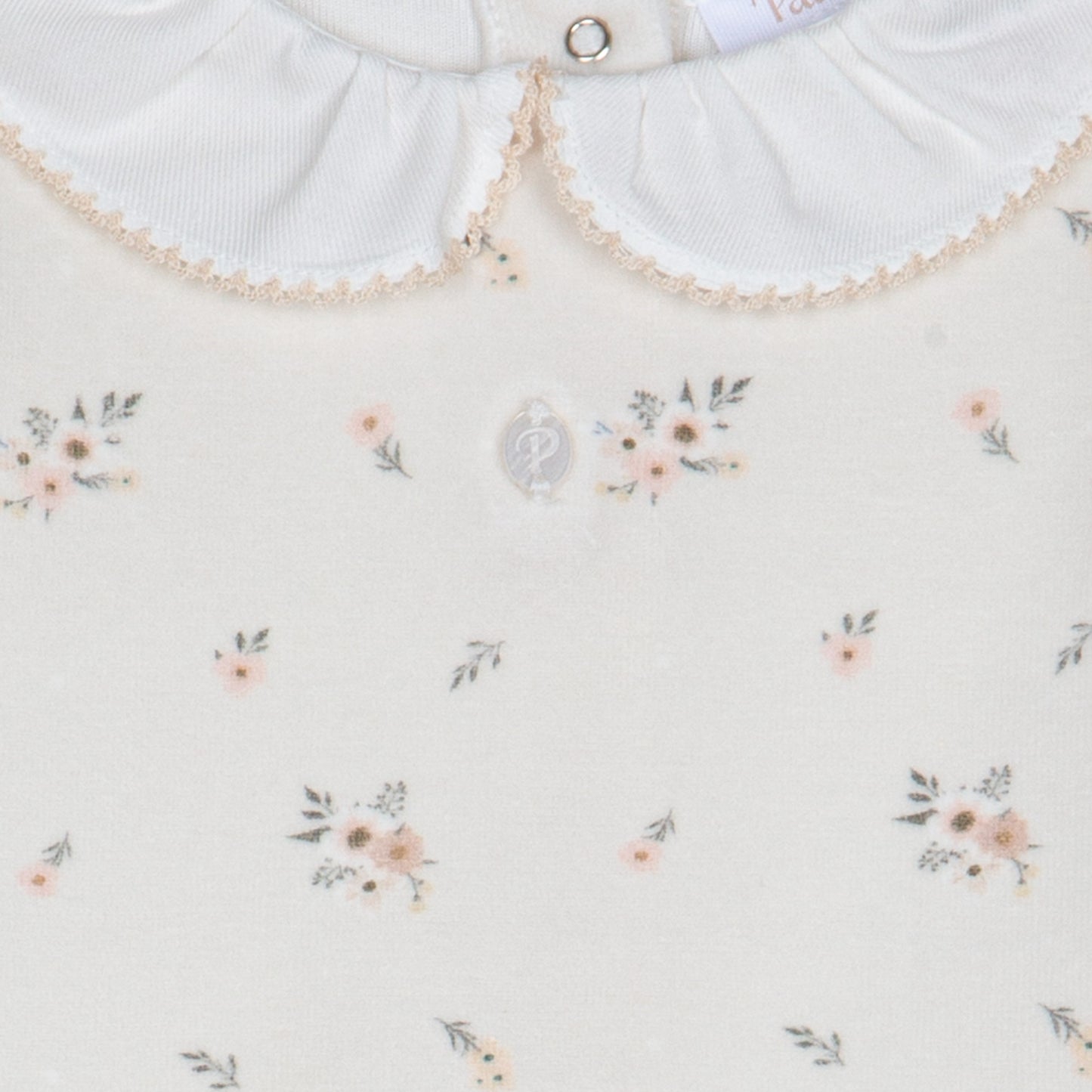 Beige Floral Velour Baby Set