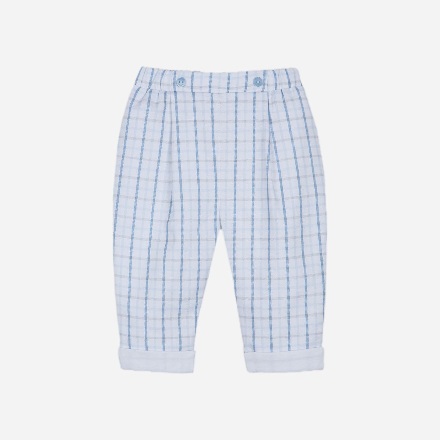 Baby Boy Wool and Cashmere Bear Sweater with Blue Flannel Pants