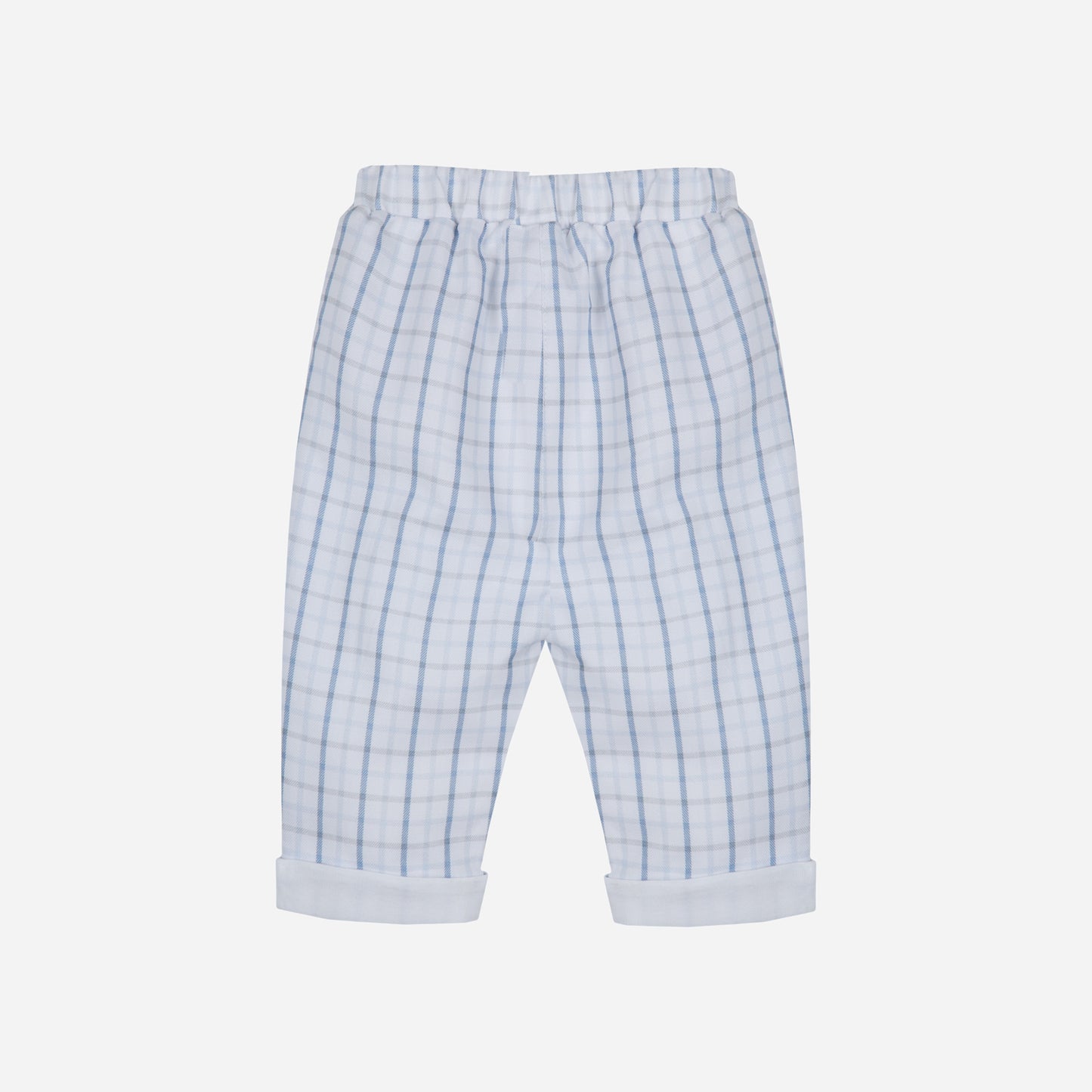 Baby Boy Wool and Cashmere Bear Sweater with Blue Flannel Pants