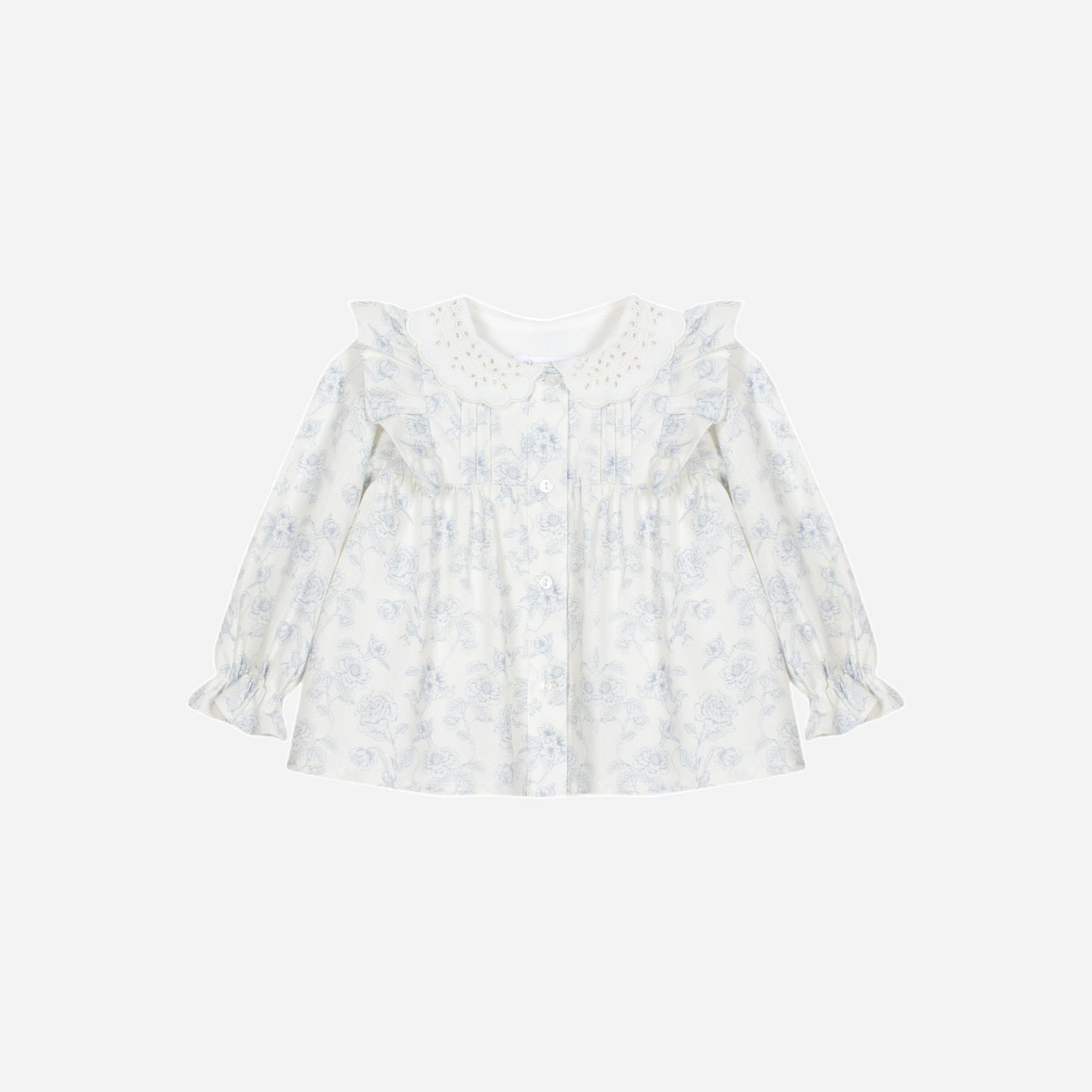 Woven Melange Blue Floral Pants Set