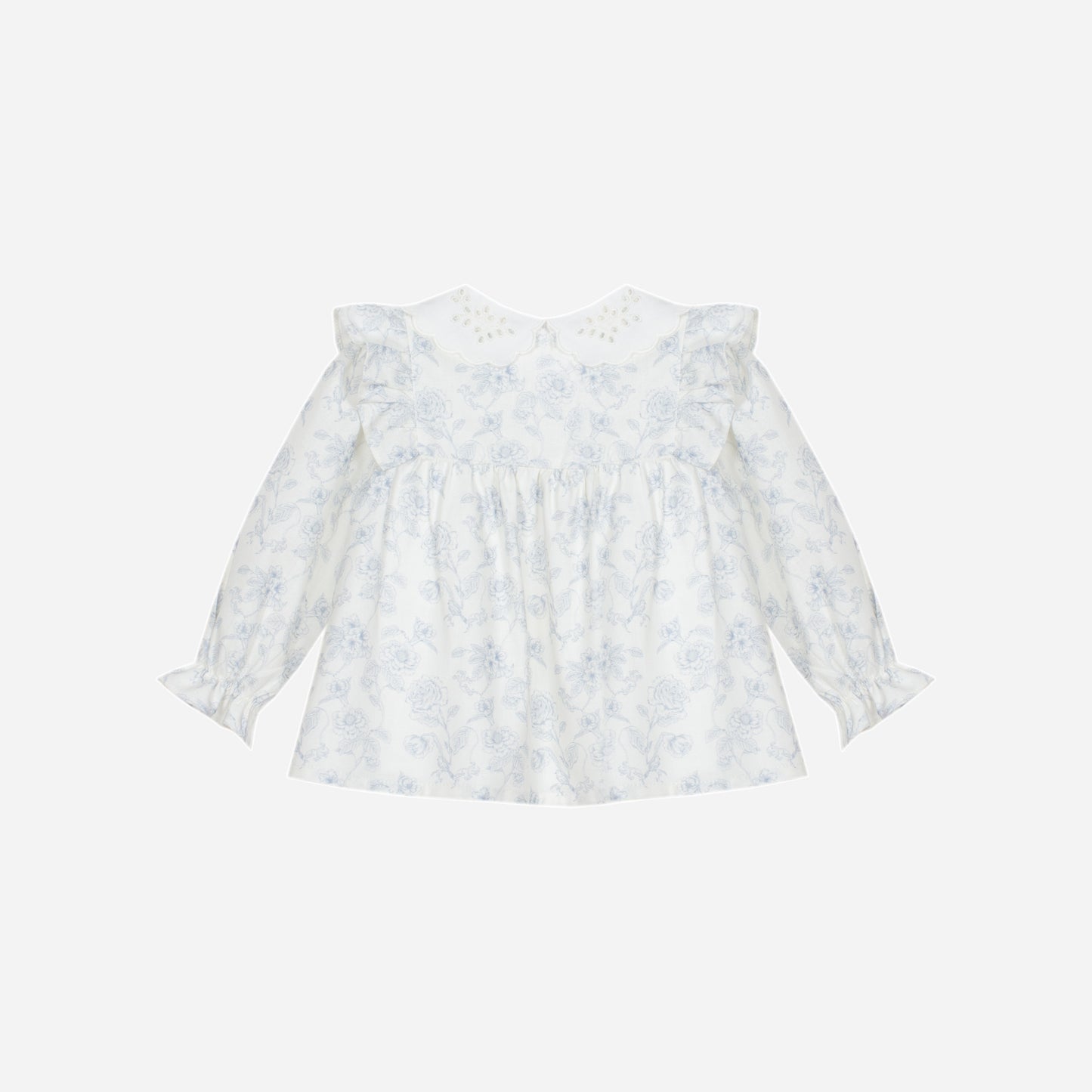Woven Melange Blue Floral Pants Set