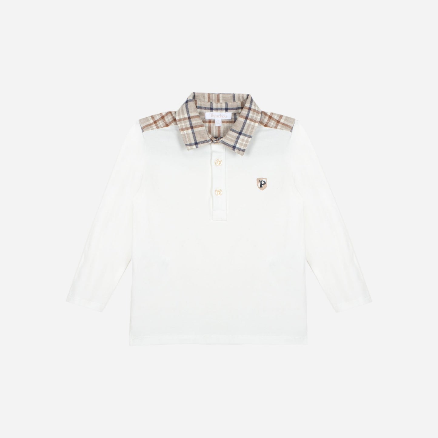 Ecru Beige Plaid Polo and Beige Pants