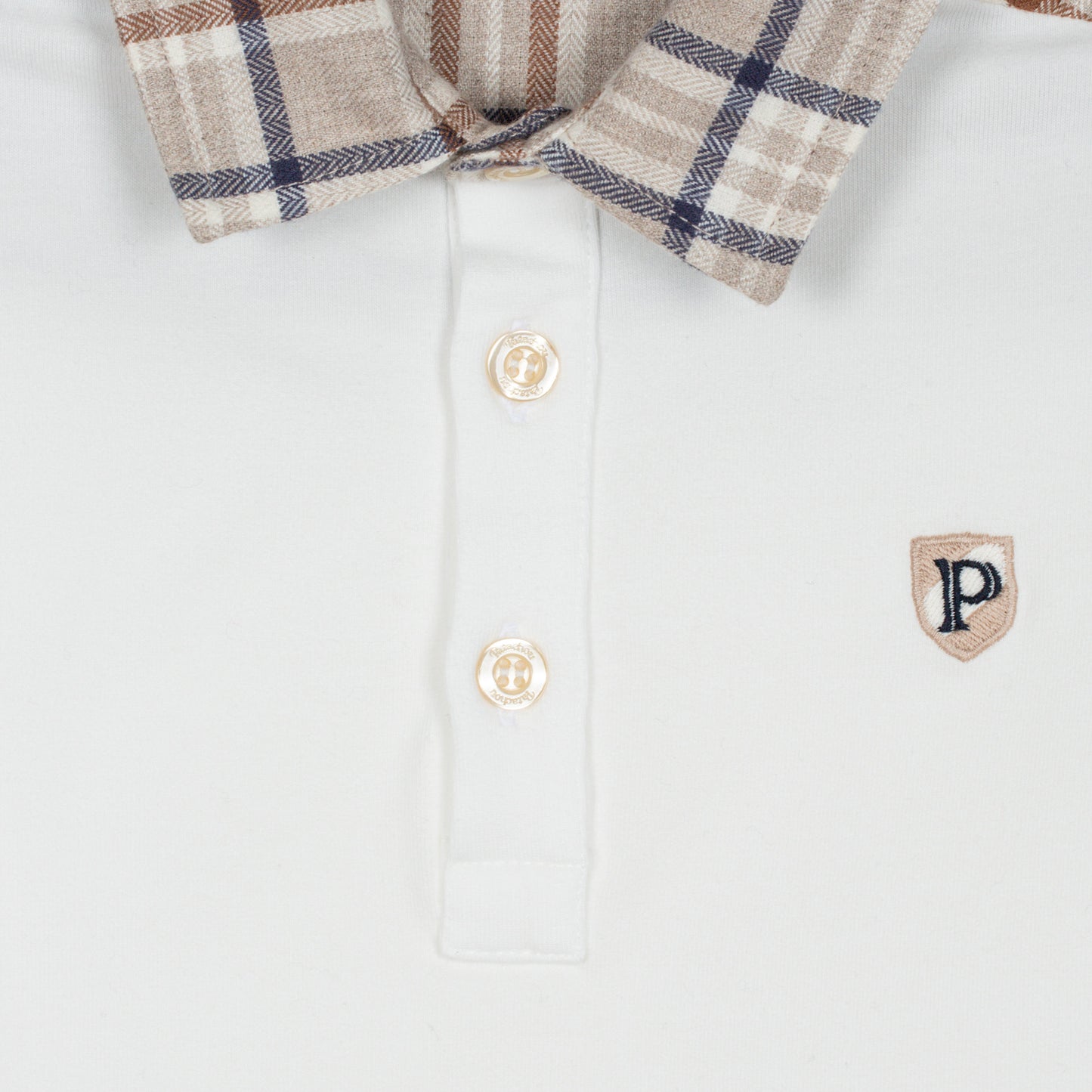 Ecru Beige Plaid Polo and Beige Pants