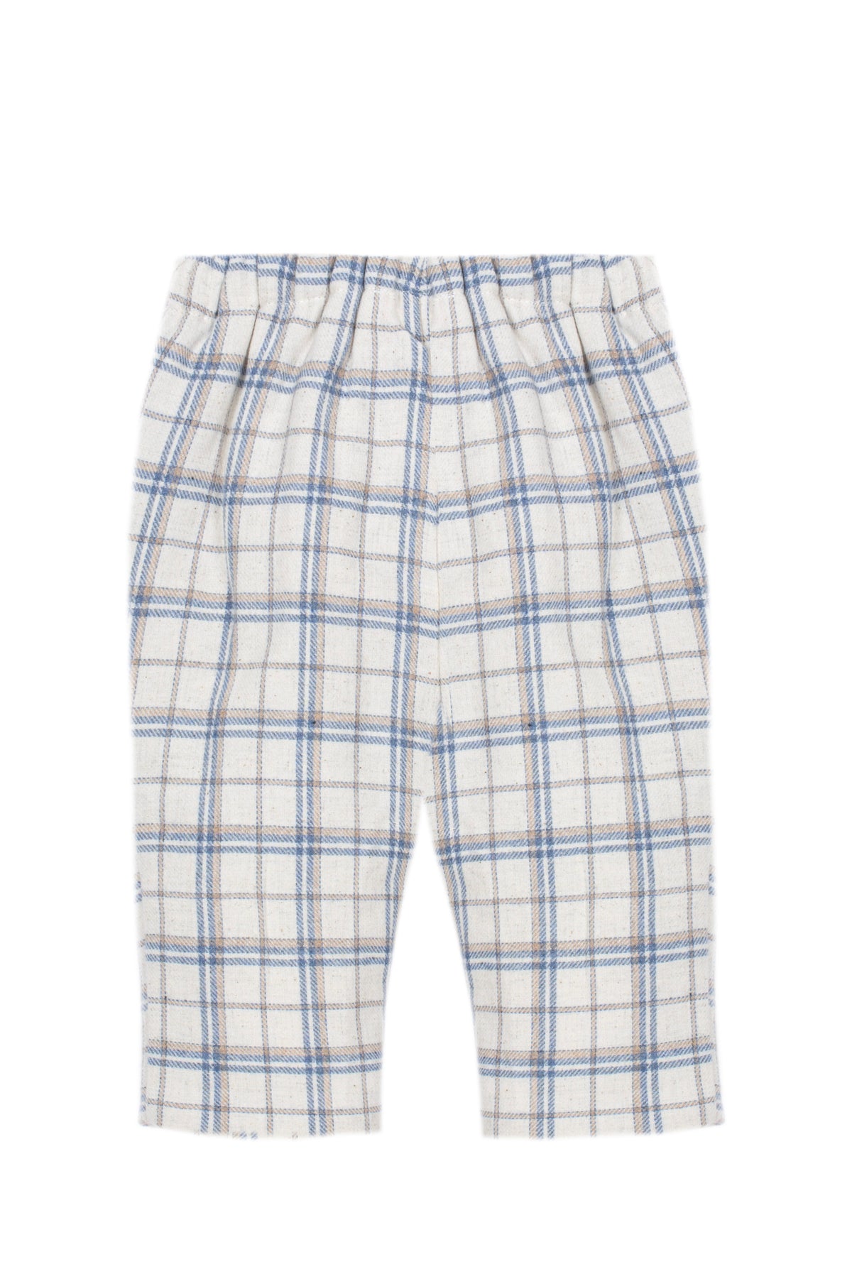 Ecru Cardigan with Checkered Pants Set