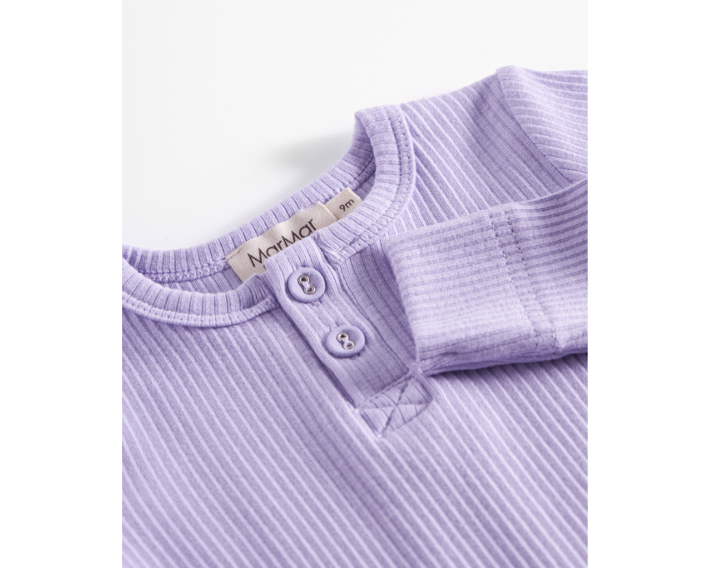 Ribbed Henley Onesie Set - Soft Lavender