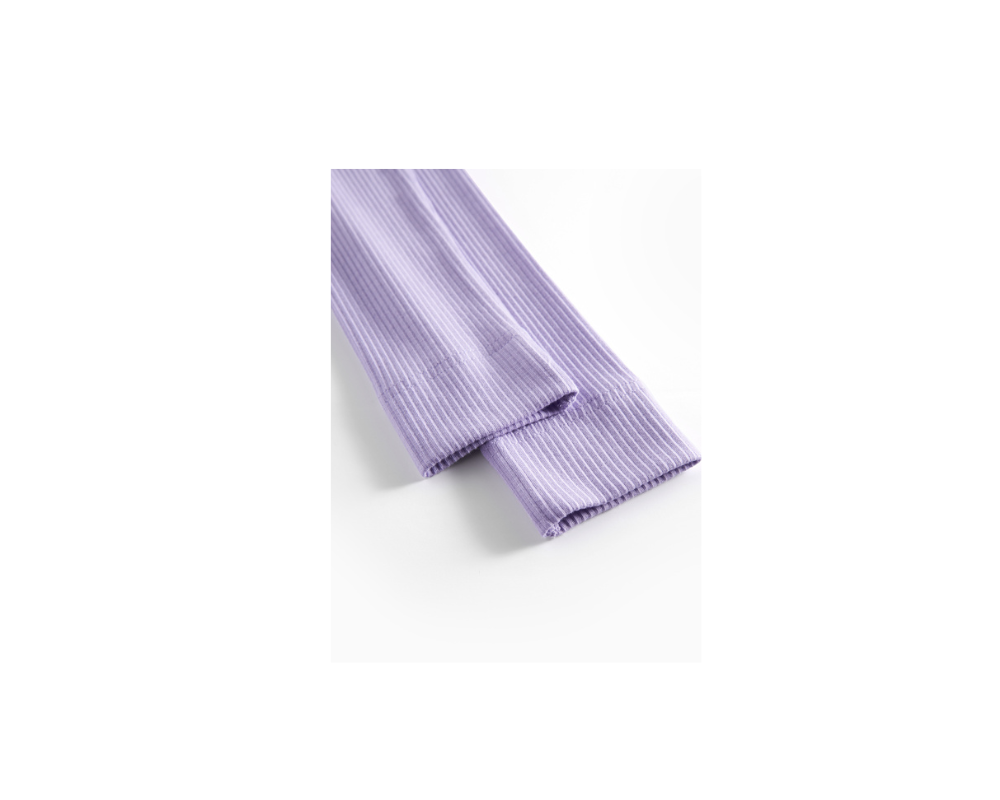 Ribbed Henley Onesie Set - Soft Lavender