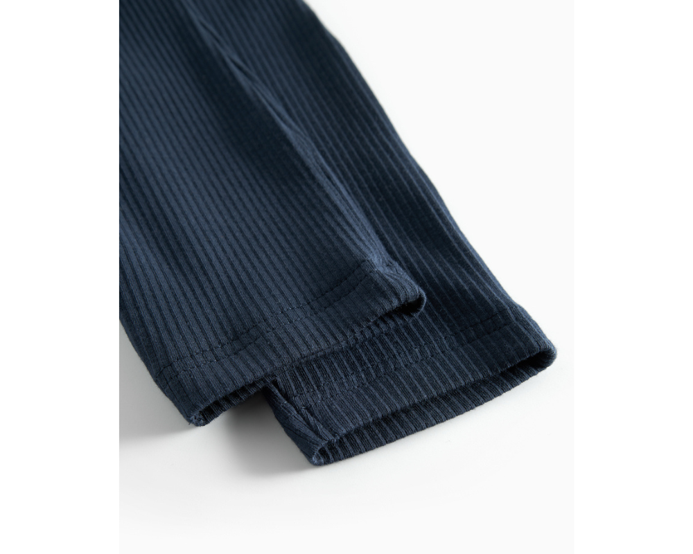 Long Sleeve Ribbed Henley Onesie Set - Pilot Navy