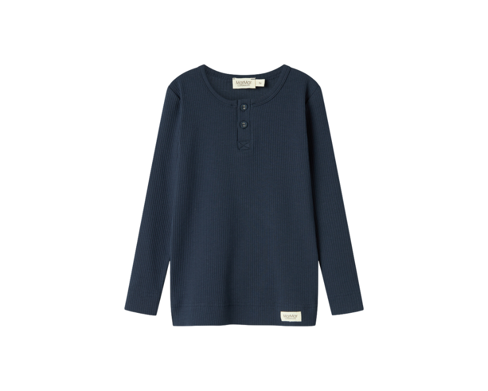 Long Sleeve Ribbed Henley Set - Pilot Navy