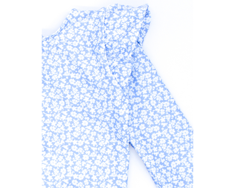 Long Sleeve Flor Azul Celeste Swimsuit