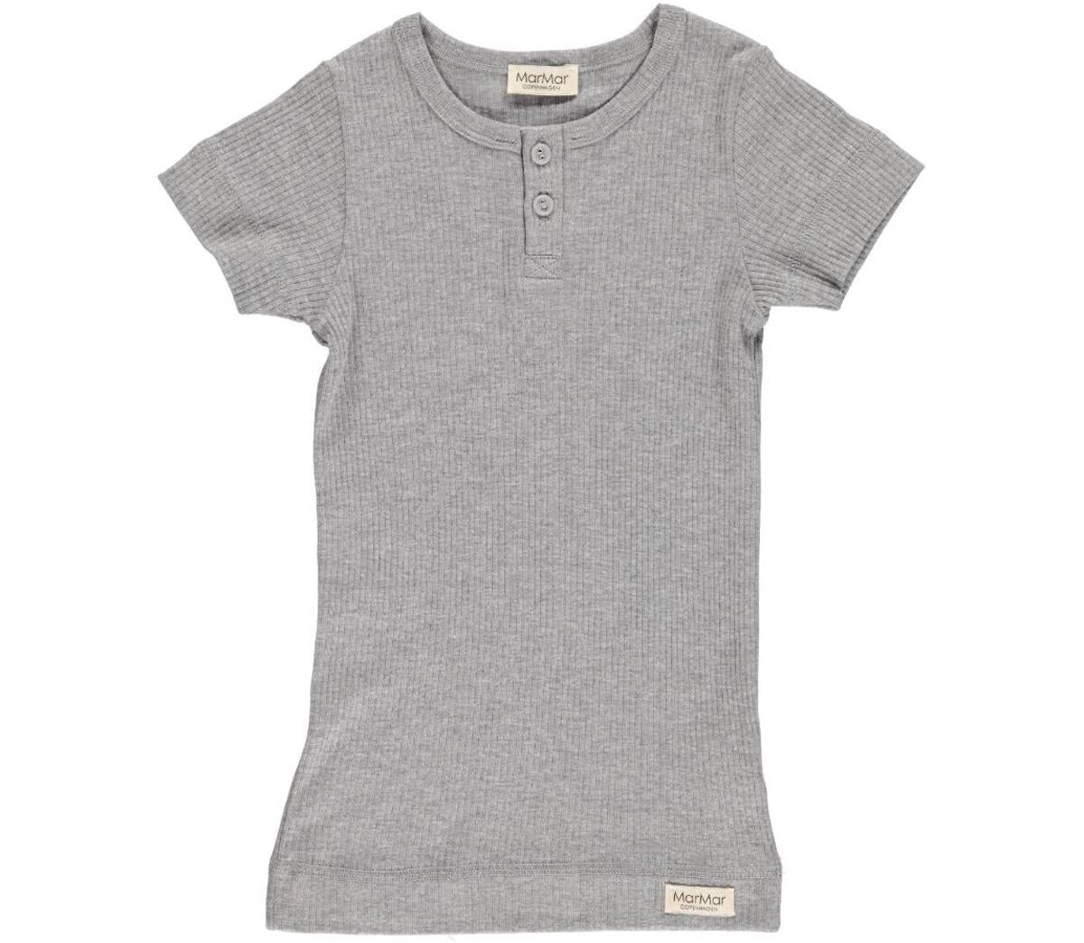 Short Sleeve Ribbed Henley Set - Grey