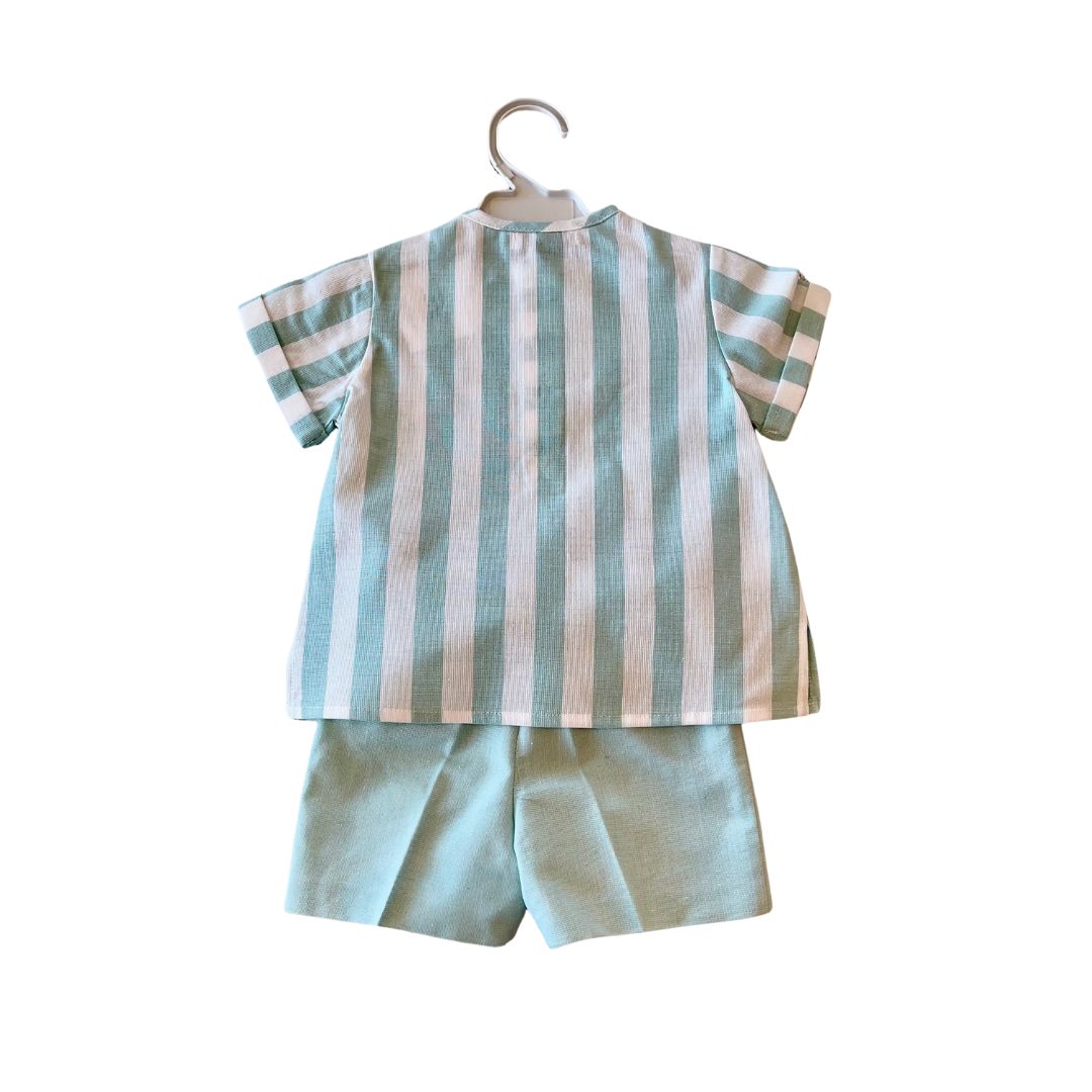 Blue Rayas Shorts Set