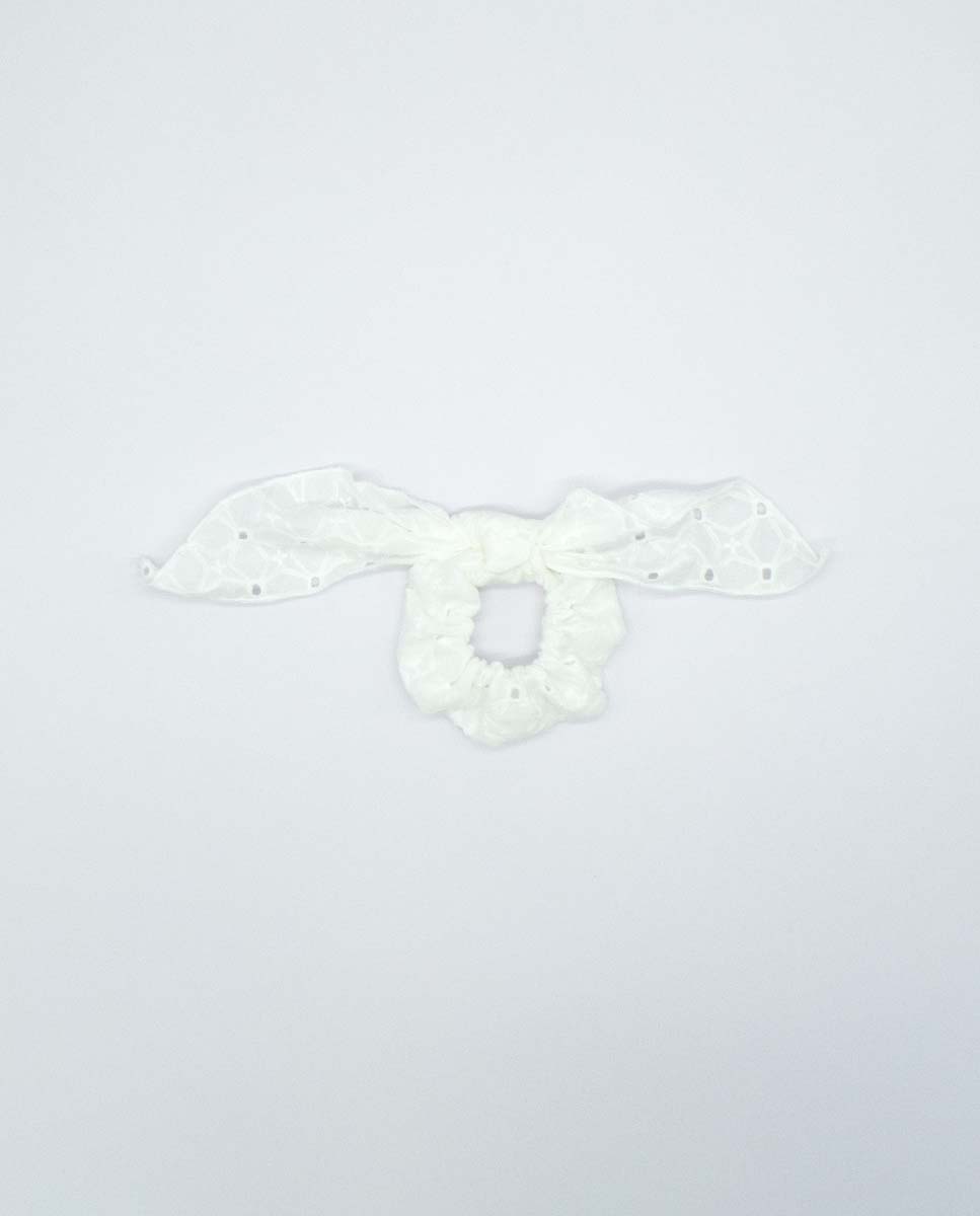 White Eyelet Scrunchie