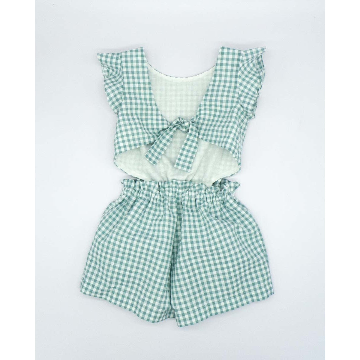 Green Gingham Cutout Jumpsuit
