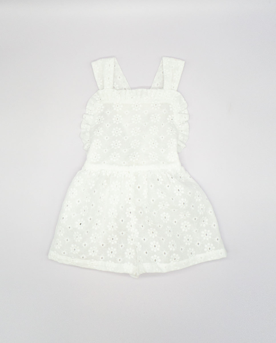 Embroidered Eyelet Cover Up Romper