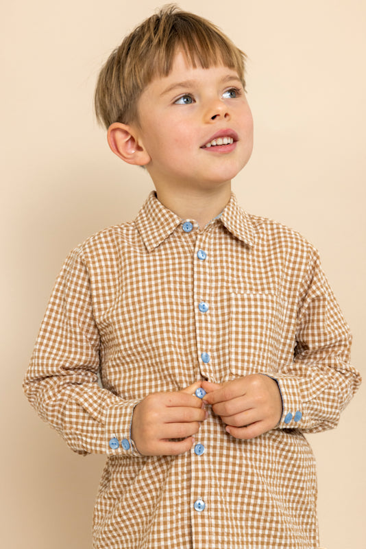 Ellis Shirt - Coffee Gingham