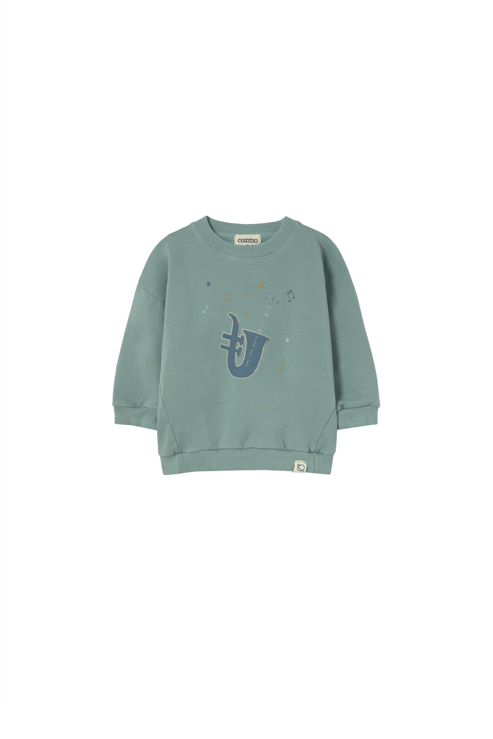 soft brushed fleece print baby sweatshirt - artic blue