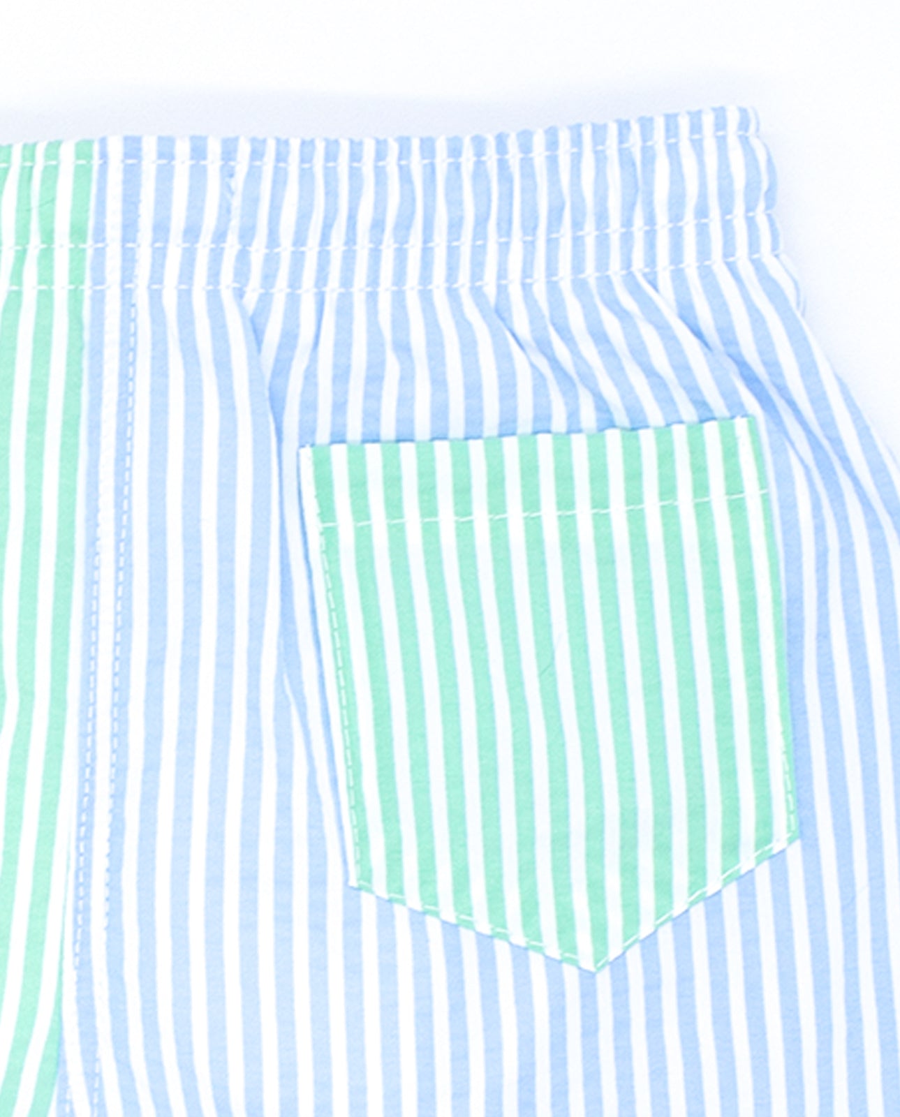 Blue and Green Striped Swimsuit