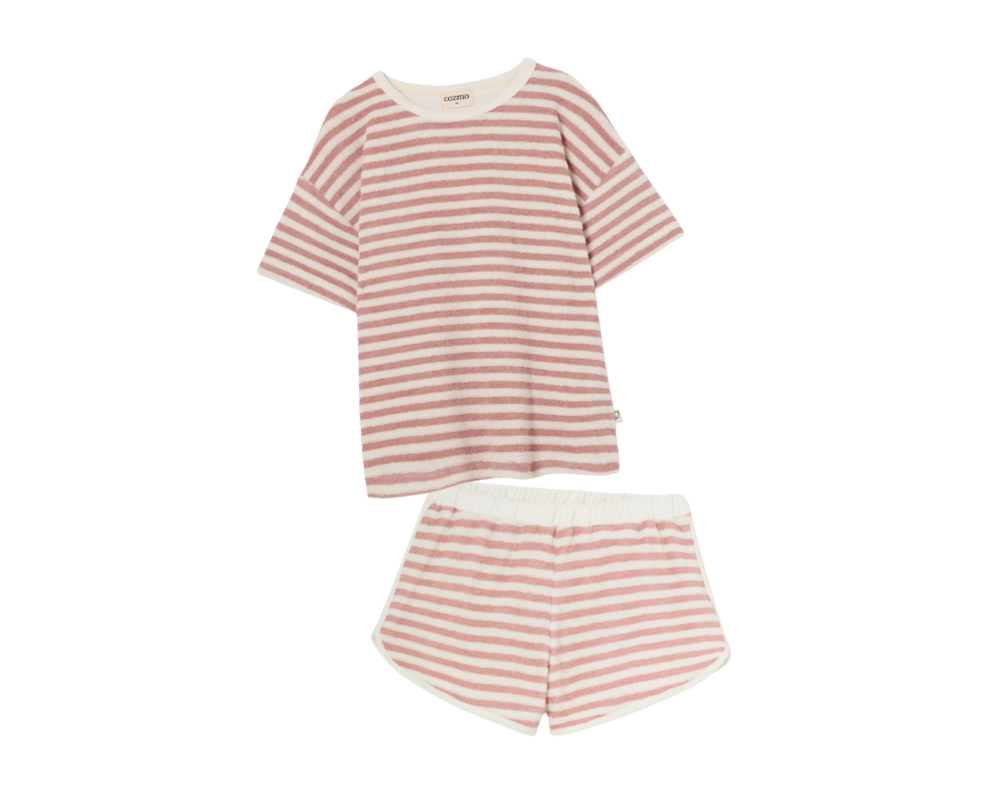 Toweling T Shirt and Shorts Set - Rose