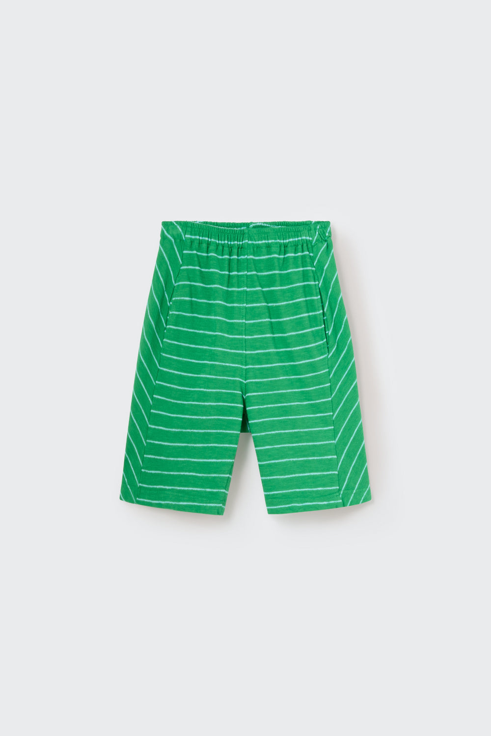 Crepe Striped Bermuda Shorts Set - Grass Green