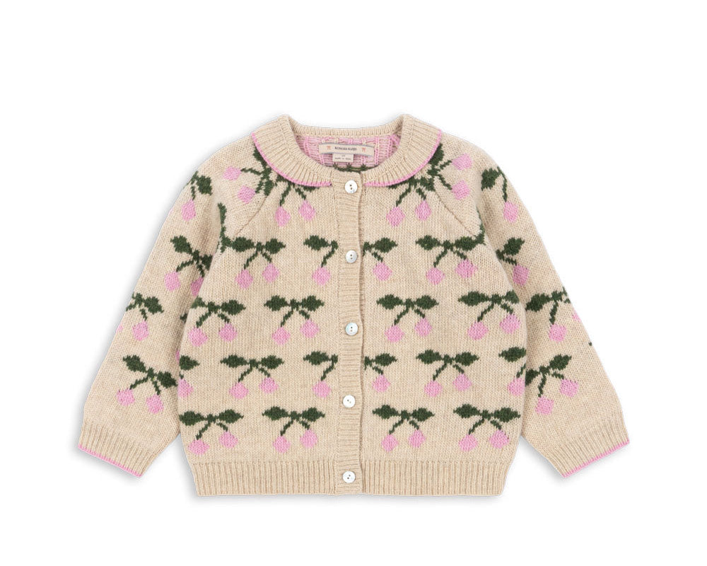 Belou Knit Wool Collar Cardigan - Cherry