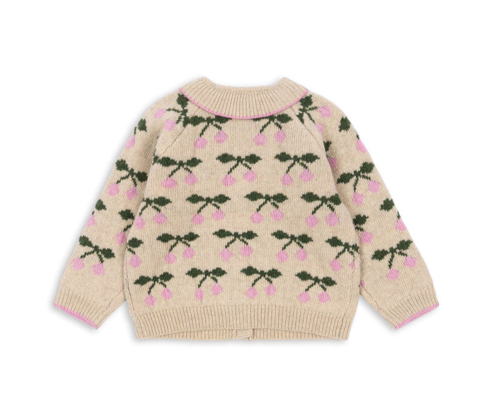 Belou Knit Wool Collar Cardigan - Cherry