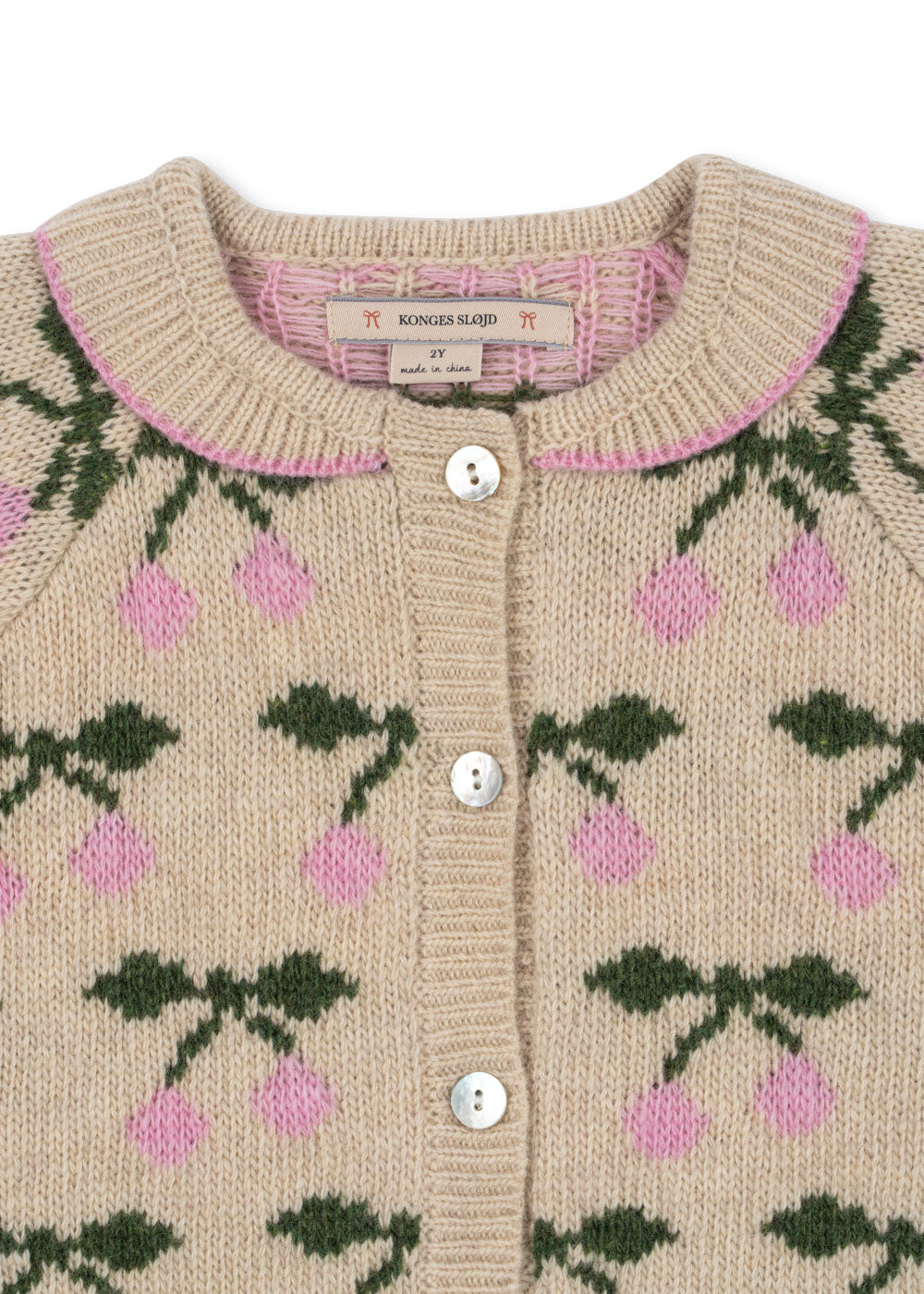 Belou Knit Wool Collar Cardigan - Cherry
