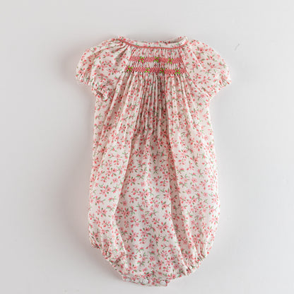 Floral Smocked Romper - Pink