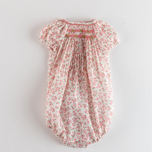 Floral Smocked Romper - Pink