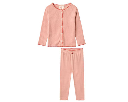 Liva Pointelle Cardigan Set - Warm Pink