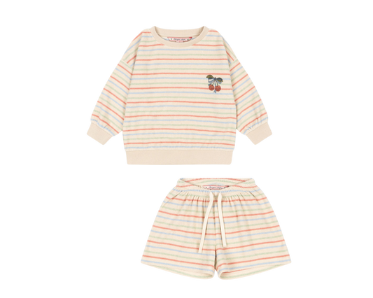 Itty Rib Sweat Short Set - Confetti Stripe