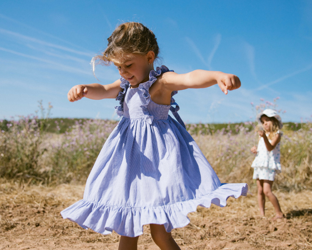 Navy Stripe Danita Frill Dress