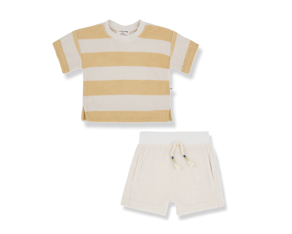 Ricardo Terry Shorts Set - White Peach