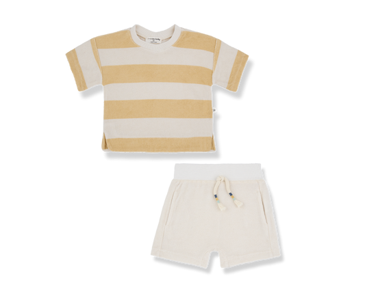 Ricardo Terry Shorts Set - White Peach