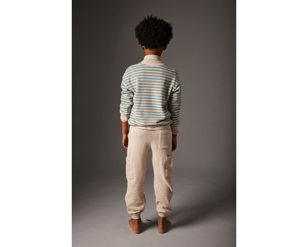 Soft Stripes Cargo Sweater Set - Artic Blue