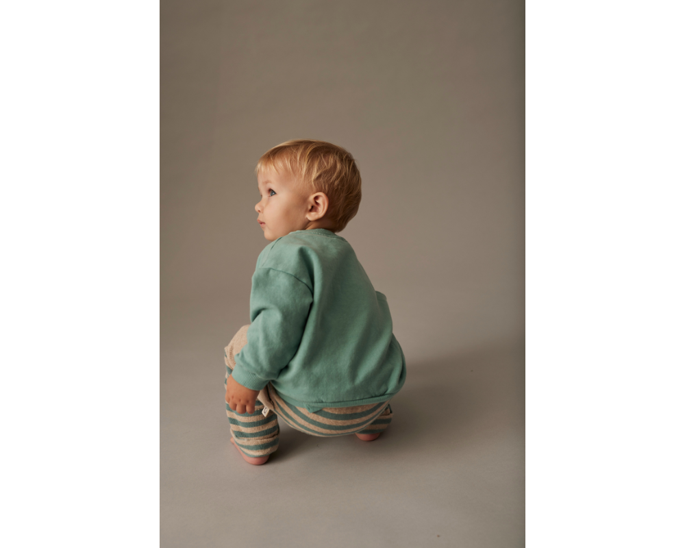 Soft Brush Striped Fleece Sweater Set - Artic Blue