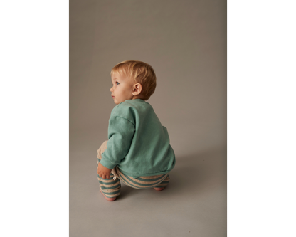 Soft Brush Striped Fleece Sweater Set - Artic Blue