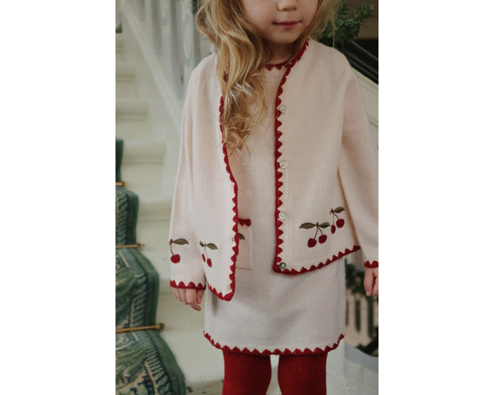 Collette Cardigan - Off White Cherry