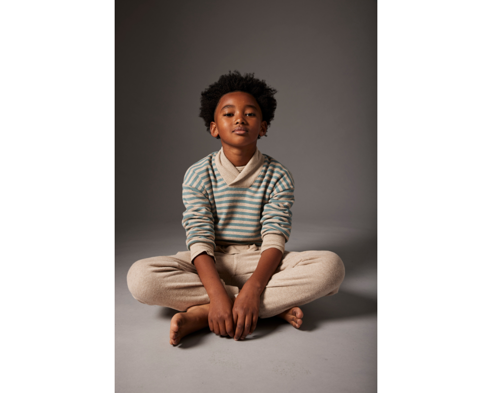 Soft Stripes Cargo Sweater Set - Artic Blue