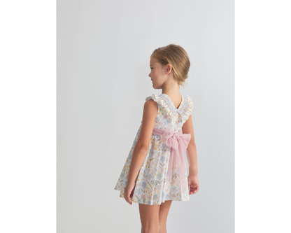 Amanda Bow Tulle Handsmocked Dress
