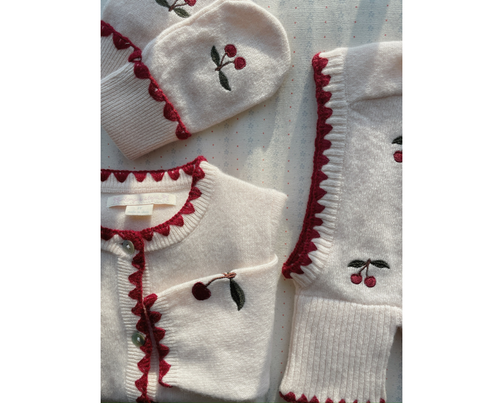 Collette Cardigan - Off White Cherry