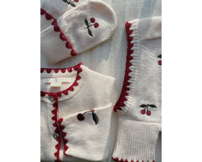Collette Cardigan - Off White Cherry
